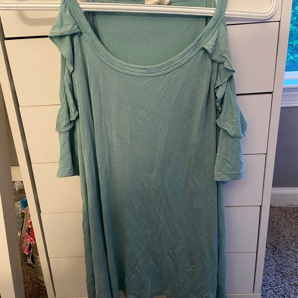 Caution to the wind cold shoulder top